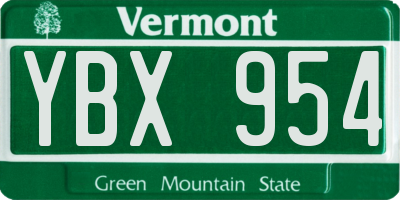 VT license plate YBX954