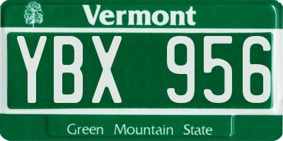 VT license plate YBX956