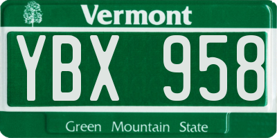 VT license plate YBX958