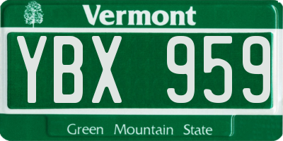 VT license plate YBX959
