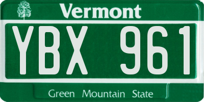 VT license plate YBX961