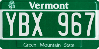 VT license plate YBX967