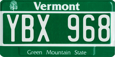 VT license plate YBX968