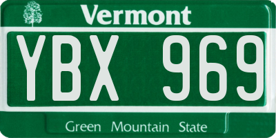 VT license plate YBX969