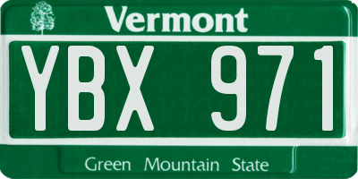 VT license plate YBX971