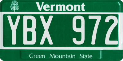 VT license plate YBX972