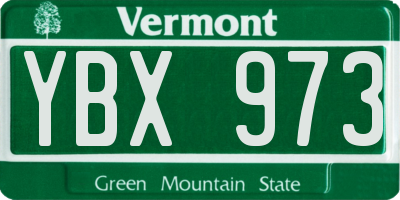 VT license plate YBX973