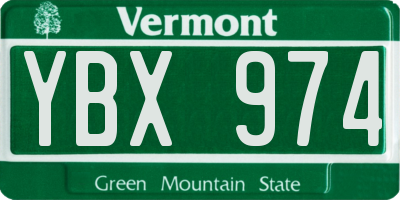 VT license plate YBX974