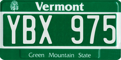 VT license plate YBX975