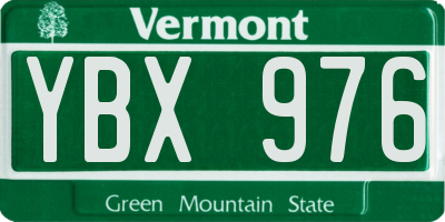 VT license plate YBX976