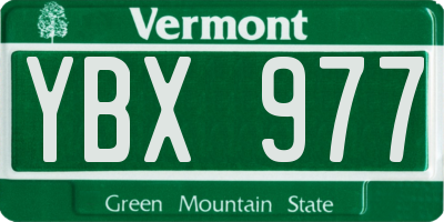 VT license plate YBX977