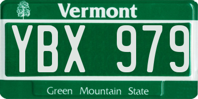 VT license plate YBX979