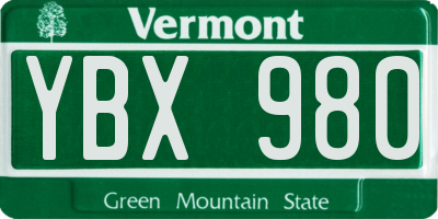VT license plate YBX980