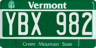 VT license plate YBX982