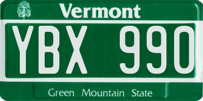 VT license plate YBX990