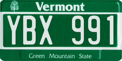 VT license plate YBX991