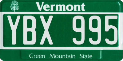 VT license plate YBX995