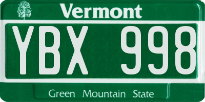 VT license plate YBX998