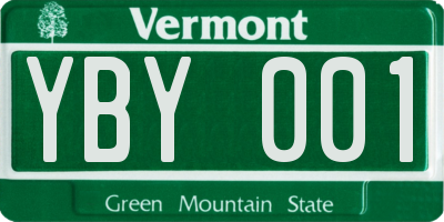 VT license plate YBY001