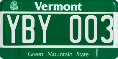 VT license plate YBY003