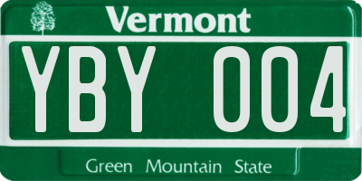 VT license plate YBY004