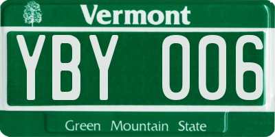 VT license plate YBY006