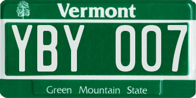 VT license plate YBY007