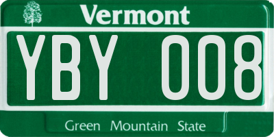 VT license plate YBY008