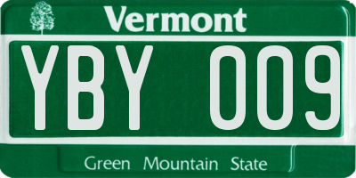 VT license plate YBY009