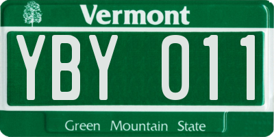 VT license plate YBY011