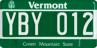 VT license plate YBY012