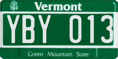 VT license plate YBY013