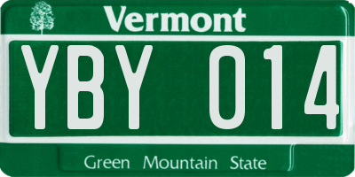 VT license plate YBY014