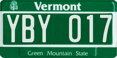 VT license plate YBY017
