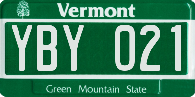 VT license plate YBY021