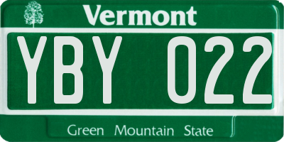 VT license plate YBY022