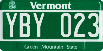 VT license plate YBY023