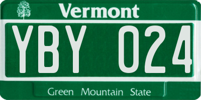 VT license plate YBY024
