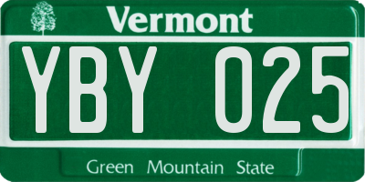 VT license plate YBY025