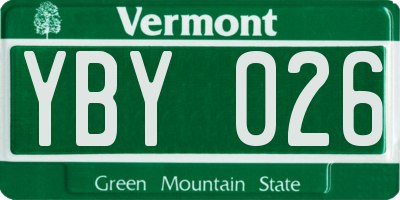VT license plate YBY026