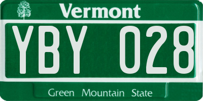 VT license plate YBY028