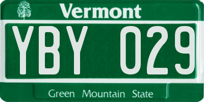 VT license plate YBY029