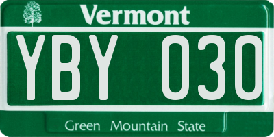VT license plate YBY030