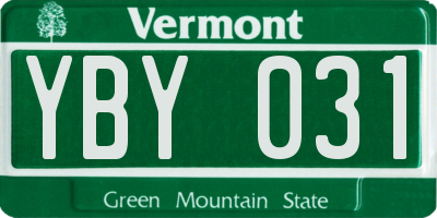 VT license plate YBY031