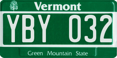 VT license plate YBY032