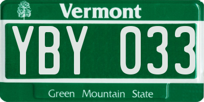 VT license plate YBY033