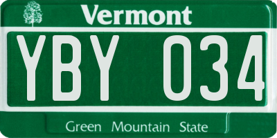 VT license plate YBY034