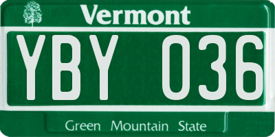 VT license plate YBY036