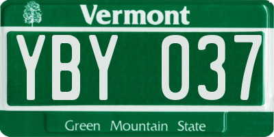 VT license plate YBY037