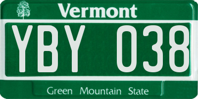 VT license plate YBY038